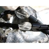 Onyx Bergkristall Halskette / Edelsteinkette 97 cm lang - Schmuckteine - 925iger Silberverschluss