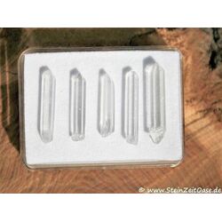 Bergkristall-Nadel-Set: 5 Natur-Nadeln ca. 1,8 - 2 cm in Aufbewahrungsbox - Sonderqualitt -