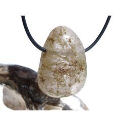 Epidotquarz Trommelstein gebohrt - Sonderqualit�t - Rarit�t - ca. 3,4 cm x 2,3 cm x 1,6 cm