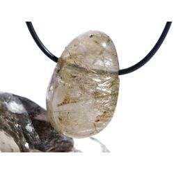Epidotquarz Trommelstein gebohrt - Sonderqualit�t - Rarit�t - ca. 3,4 cm x 2,3 cm x 1,6 cm