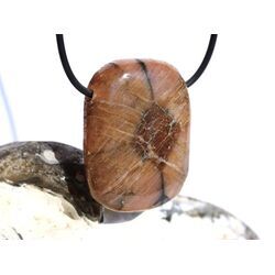 Chiastolith (Andalusit / Kreuzstein) XL Schmuckstein / Scheibenstein gebohrt - ca. 3,8 cm x 2,9 cm x 1 cm