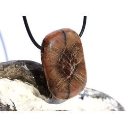 Chiastolith (Andalusit / Kreuzstein) XL Schmuckstein / Scheibenstein gebohrt - ca. 3,8 cm x 2,9 cm x 1 cm