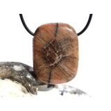 Chiastolith (Andalusit / Kreuzstein) XL Schmuckstein / Scheibenstein gebohrt - ca. 3,8 cm x 2,9 cm x 1 cm