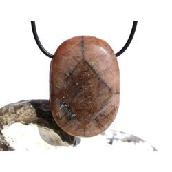 Chiastolith (Andalusit / Kreuzstein) XXL Schmuckstein / Scheibenstein gebohrt - ca. 4,4 cm x 3,1 cm x 1,2 cm