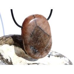 Chiastolith (Andalusit / Kreuzstein) XXL Schmuckstein / Scheibenstein gebohrt - ca. 4,4 cm x 3,1 cm x 1,2 cm