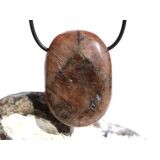 Chiastolith (Andalusit / Kreuzstein) XXL Schmuckstein / Scheibenstein gebohrt - ca. 4,4 cm x 3,1 cm x 1,2 cm