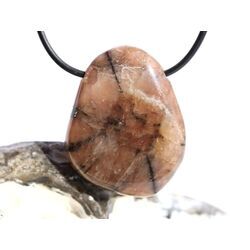 Chiastolith (Andalusit / Kreuzstein) XL Schmuckstein / Scheibenstein gebohrt - ca. 3,8 cm x 3 cm x 0,9 cm