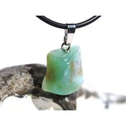 Andenopal grnblau (Chrysopal) Trommelstein Anhnger Silberse Schmuckdose - Raritt - AA-Sonderqualitt - ca. 2,8 cm x 1,7 cm x 1 cm