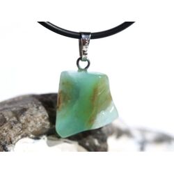 Andenopal grnblau (Chrysopal) Trommelstein Anhnger Silberse Schmuckdose - Raritt - AA-Sonderqualitt - ca. 2,8 cm x 1,7 cm x 1 cm