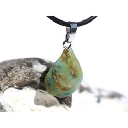 Andenopal grnblau (Chrysopal) Trommelstein Anhnger Silberse Schmuckdose - Raritt - AA-Sonderqualitt - ca. 2,8 cm x 1,4 cm x 0,8 cm
