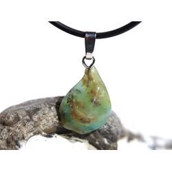 Andenopal grnblau (Chrysopal) Trommelstein Anhnger Silberse Schmuckdose - Raritt - AA-Sonderqualitt - ca. 2,8 cm x 1,4 cm x 0,8 cm