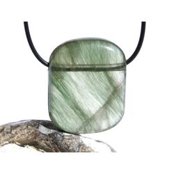 Aktinolithquarz XXL Schmuckstein / Scheibenstein gebohrt - Sonderqualit�t - ca. 3,9 cm x 3,1 cm x 1 cm - Sonderpreis wg. Makel -