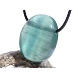 Fluorit blau bis bunt "Regenbogenfluorit" Trommelstein / Scheibenstein gebohrt - Sonderqualität - ca. 3,2 cm x 2,5 cm x 1,5 cm