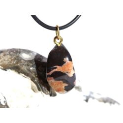 Brekzienjaspis (Trümmerjaspis) Trommelstein Anhänger Öse - Sonderqualität - Rarität - ca. 3 cm x 1,7 cm x 1,1 cm
