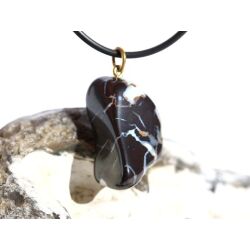Brekzienjaspis (Trümmerjaspis) Trommelstein Anhänger Öse - Sonderqualität - Rarität - ca. 3,2 cm x 1,6 cm x 1,2 cm