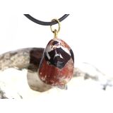 Brekzienjaspis (Trümmerjaspis) Trommelstein Anhänger Öse - Sonderqualität - Rarität - ca. 2,9 cm x 1,5 cm x 1,3 cm
