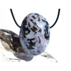 Gabbro XXL Trommelstein gebohrt - Sonderqualität - ca. 4,3 cm x 3,1 cm x 2,4 cm