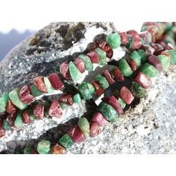 Smaragd-Rubin Splitterkette / Splitterhalskette - Sonderqualit�t - ca. 45 - 47 cm