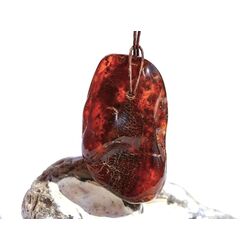 Bernstein XXXL Trommelstein gebohrt - ca. 5,1 cm x 3 cm x 1,7 cm