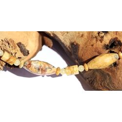 Lace-Achat / Calcit orange (Orangencalcit) - Halskette / Edelsteinkette 925iger Silber - Sonderqualit�t - ca. 54 cm (GKS)