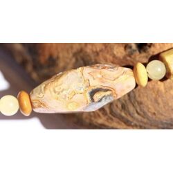 Lace-Achat / Calcit orange (Orangencalcit) - Halskette / Edelsteinkette 925iger Silber - Sonderqualit�t - ca. 54 cm (GKS)