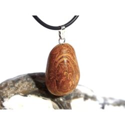 Schlangenjaspis (Schlangenstein / Fossilienkalk) Trommelstein Anhänger Silberöse - Sonderqualität - ca. 3,3 cm x 1,7 cm x 1,3 cm