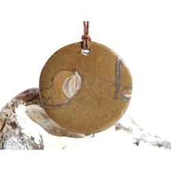 Ammonit in Matrix - XL Schmuckstein Cabochon / Scheibenstein gebohrt - ca. 3,8 cm x 3,8 cm x 0,6 cm