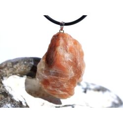 Sonnenstein XL Rohstein Anhänger Silberöse - Sonderqualität - ca. 4,2 cm x 2,6 cm x 1,9 cm