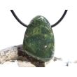 Serpentin mit Stichtit (Atlantisit) Trommelstein / Scheibenstein gebohrt - ca. 3,2 cm x 2,2 cm x 0,8 cm