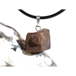 Staurolith (Kreuzstein) Rohstein Anhänger - 925iger Silberöse Schmuckdose - Rarität - ca. 2,1 cm x 1,5 cm x 1,3 cm
