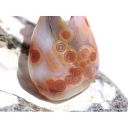 Ozeanachat Schmuckstein Cabochon gebohrt (Ozeanchalcedon / Ozeanjaspis) - AA-Sonderqualitt - ca. 3,5 cm x 2,1 cm x 0,8 cm