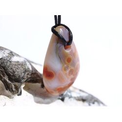 Ozeanachat Schmuckstein Cabochon gebohrt (Ozeanchalcedon / Ozeanjaspis) - AA-Sonderqualitt - ca. 3,5 cm x 2,1 cm x 0,8 cm