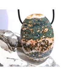 Ozeanachat XXXL Schmuckstein Cabochon / Trommelstein gebohrt (Ozeanchalcedon / Ozeanjaspis) - Sonderqualitt - ca. 5,3 cm x 3,8 cm x 1,5 cm