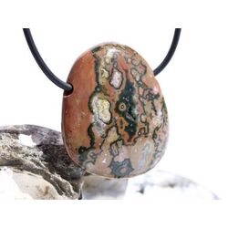 Ozeanachat XL Schmuckstein Cabochon / Scheibenstein gebohrt (Ozeanchalcedon / Ozeanjaspis) - Sonderqualitt - ca. 3,6 cm x 3 cm x 1 cm