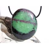 Rubin-Zoisit (Anyolith) XXL Schmuckstein / Trommelstein gebohrt - AA-Sonderqualität - ca. 4,4 cm x 3,7 cm x 1,5 cm