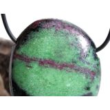 Rubin-Zoisit (Anyolith) XXL Schmuckstein / Trommelstein gebohrt - AA-Sonderqualität - ca. 4,4 cm x 3,7 cm x 1,5 cm