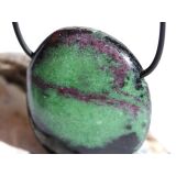 Rubin-Zoisit (Anyolith) XXL Schmuckstein / Trommelstein gebohrt - AA-Sonderqualität - ca. 4,4 cm x 3,7 cm x 1,5 cm