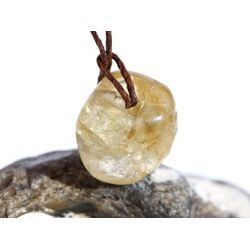 Citrin (gebr.) Trommelstein gebohrt - ca. 1,9 cm x 1,8 cm x 1,1 cm