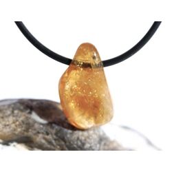 Citrin (gebr.) Trommelstein gebohrt - ca. 2,1 cm x 1,2 cm x 0,9 cm - Sonderqualit�t -