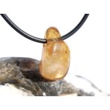 Citrin (gebr.) Trommelstein gebohrt - ca. 2,1 cm x 1,2 cm x 0,9 cm - Sonderqualität -