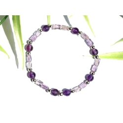 Amethyst hell / dunkel Armband - Rechtecke 4 -7 mm + Kugeln 6 mm - ca. 19 cm - AA-Sonderqualität -