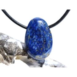 Lapislazuli / Fleck-Lapis Trommelstein / Scheibenstein gebohrt - Sonderqualität - ca. 3,1 cm x 2 cm x 1,2 cm