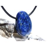 Lapislazuli / Fleck-Lapis Trommelstein / Scheibenstein gebohrt - Sonderqualität - ca. 3,1 cm x 2 cm x 1,2 cm