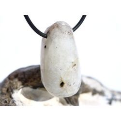 Regenbogenmondstein Schimmer XL Trommelstein gebohrt (Labradorit wei�) - Sonderqualit�t - ca. 3,6 cm x 1,9 cm x 1,7 cm