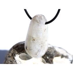 Regenbogenmondstein Schimmer XL Trommelstein gebohrt (Labradorit wei�) - Sonderqualit�t - ca. 3,6 cm x 1,9 cm x 1,7 cm