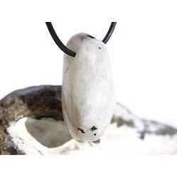 Regenbogenmondstein Schimmer XL Trommelstein gebohrt (Labradorit wei�) - Sonderqualit�t - ca. 3,6 cm x 1,9 cm x 1,7 cm