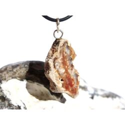 Versteinertes Holz Scheibenstein / Astquerschnitt - Anhänger - Öse - ca. 4,2 cm x 1,9 cm x 0,9 cm
