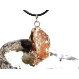 Versteinertes Holz Scheibenstein / Astquerschnitt - Anhänger - Öse - ca. 4,2 cm x 1,9 cm x 0,9 cm