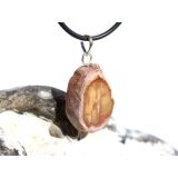 Versteinertes Holz Scheibenstein / Astquerschnitt - Anhänger - Öse - ca. 3,5 cm x 2,2 cm x 0,8 cm