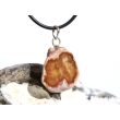 Versteinertes Holz Scheibenstein / Astquerschnitt - Anhänger - Öse - ca. 3,5 cm x 2,2 cm x 0,8 cm